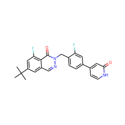 CC(C)(C)c1cc(F)c2c(=O)n(Cc3ccc(-c4cc[nH]c(=O)c4)cc3F)ncc2c1 ZINC000209440107