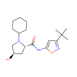 CC(C)(C)c1cc(NC(=O)[C@@H]2C[C@@H](O)CN2C2CCCCC2)on1 ZINC000147439868