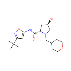 CC(C)(C)c1cc(NC(=O)[C@@H]2C[C@@H](O)CN2CC2CCOCC2)on1 ZINC000147436415