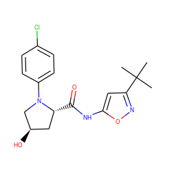 CC(C)(C)c1cc(NC(=O)[C@@H]2C[C@@H](O)CN2c2ccc(Cl)cc2)on1 ZINC000147435977