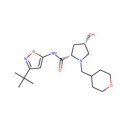 CC(C)(C)c1cc(NC(=O)[C@@H]2C[C@H](O)CN2CC2CCOCC2)on1 ZINC000147454961