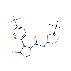 CC(C)(C)c1cc(NC(=O)[C@@H]2CCC(=O)N2c2ccc(C(F)(F)F)cn2)on1 ZINC000147480513