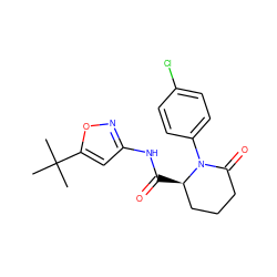 CC(C)(C)c1cc(NC(=O)[C@@H]2CCCC(=O)N2c2ccc(Cl)cc2)no1 ZINC000205494989