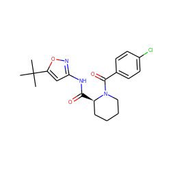 CC(C)(C)c1cc(NC(=O)[C@@H]2CCCCN2C(=O)c2ccc(Cl)cc2)no1 ZINC000205502506