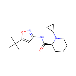 CC(C)(C)c1cc(NC(=O)[C@@H]2CCCCN2C2CC2)no1 ZINC000143705723