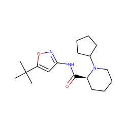 CC(C)(C)c1cc(NC(=O)[C@@H]2CCCCN2C2CCCC2)no1 ZINC000143705952