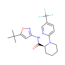 CC(C)(C)c1cc(NC(=O)[C@@H]2CCCCN2c2ccc(C(F)(F)F)cn2)no1 ZINC000068247298