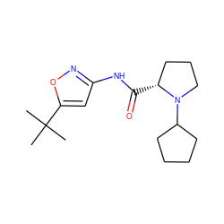 CC(C)(C)c1cc(NC(=O)[C@@H]2CCCN2C2CCCC2)no1 ZINC000147447884