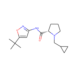 CC(C)(C)c1cc(NC(=O)[C@@H]2CCCN2CC2CC2)no1 ZINC000147447343