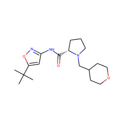 CC(C)(C)c1cc(NC(=O)[C@@H]2CCCN2CC2CCOCC2)no1 ZINC000147446065