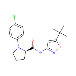 CC(C)(C)c1cc(NC(=O)[C@H]2CCCN2c2ccc(Cl)cc2)no1 ZINC000147443877