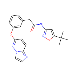 CC(C)(C)c1cc(NC(=O)Cc2cccc(Oc3ccc4nccn4n3)c2)no1 ZINC000299832755