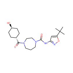 CC(C)(C)c1cc(NC(=O)N2CCCN(C(=O)[C@H]3CC[C@H](O)CC3)CC2)no1 ZINC000101409093