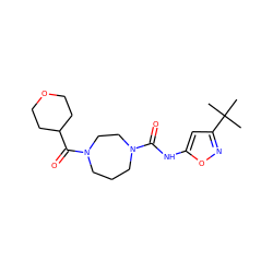 CC(C)(C)c1cc(NC(=O)N2CCCN(C(=O)C3CCOCC3)CC2)on1 ZINC000071316320