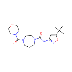 CC(C)(C)c1cc(NC(=O)N2CCCN(C(=O)N3CCOCC3)CC2)no1 ZINC000071316015