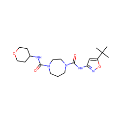 CC(C)(C)c1cc(NC(=O)N2CCCN(C(=O)NC3CCOCC3)CC2)no1 ZINC000071316720