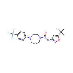 CC(C)(C)c1cc(NC(=O)N2CCCN(c3ccc(C(F)(F)F)cn3)CC2)no1 ZINC000059276910