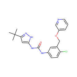 CC(C)(C)c1cc(NC(=O)Nc2ccc(Cl)c(COc3cccnc3)c2)[nH]n1 ZINC000016051617