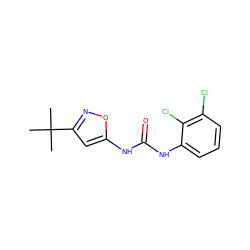 CC(C)(C)c1cc(NC(=O)Nc2cccc(Cl)c2Cl)on1 ZINC000003833974