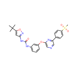 CC(C)(C)c1cc(NC(=O)Nc2cccc(Oc3cncc(-c4ccc(S(C)(=O)=O)cc4)n3)c2)no1 ZINC000473087867