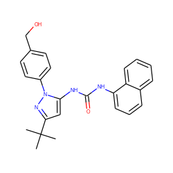 CC(C)(C)c1cc(NC(=O)Nc2cccc3ccccc23)n(-c2ccc(CO)cc2)n1 ZINC000058660948