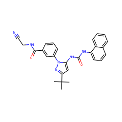 CC(C)(C)c1cc(NC(=O)Nc2cccc3ccccc23)n(-c2cccc(C(=O)NCC#N)c2)n1 ZINC000063540269