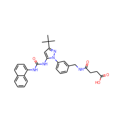 CC(C)(C)c1cc(NC(=O)Nc2cccc3ccccc23)n(-c2cccc(CNC(=O)CCC(=O)O)c2)n1 ZINC000058511476