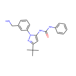 CC(C)(C)c1cc(NC(=O)Nc2ccccc2)n(-c2cccc(CN)c2)n1 ZINC000058534764