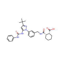 CC(C)(C)c1cc(NC(=O)Nc2ccccc2)n(-c2cccc(CNC(=O)[C@H]3CCCC[C@H]3C(=O)O)c2)n1 ZINC000058511846