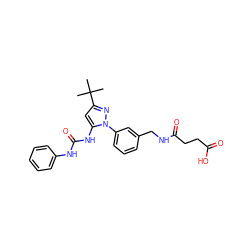 CC(C)(C)c1cc(NC(=O)Nc2ccccc2)n(-c2cccc(CNC(=O)CCC(=O)O)c2)n1 ZINC000058602808