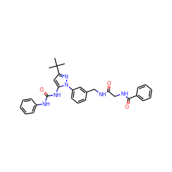 CC(C)(C)c1cc(NC(=O)Nc2ccccc2)n(-c2cccc(CNC(=O)CNC(=O)c3ccccc3)c2)n1 ZINC000058538346