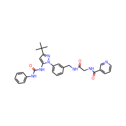 CC(C)(C)c1cc(NC(=O)Nc2ccccc2)n(-c2cccc(CNC(=O)CNC(=O)c3cccnc3)c2)n1 ZINC000058538406