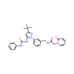 CC(C)(C)c1cc(NC(=O)Nc2ccccc2)n(-c2cccc(CNC(=O)Cn3ccccc3=O)c2)n1 ZINC000058506270