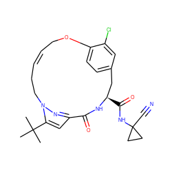 CC(C)(C)c1cc2nn1CC/C=C/COc1ccc(cc1Cl)C[C@@H](C(=O)NC1(C#N)CC1)NC2=O ZINC001772575795