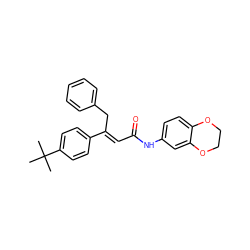 CC(C)(C)c1ccc(/C(=C/C(=O)Nc2ccc3c(c2)OCCO3)Cc2ccccc2)cc1 ZINC000013606901