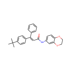 CC(C)(C)c1ccc(/C(=C/C(=O)Nc2ccc3c(c2)OCCO3)c2ccccc2)cc1 ZINC000013606889