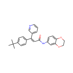 CC(C)(C)c1ccc(/C(=C/C(=O)Nc2ccc3c(c2)OCCO3)c2cccnc2)cc1 ZINC000013606895