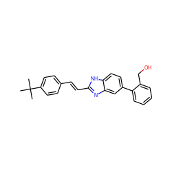 CC(C)(C)c1ccc(/C=C/c2nc3cc(-c4ccccc4CO)ccc3[nH]2)cc1 ZINC000117151892