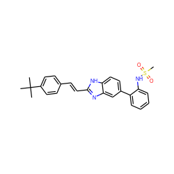 CC(C)(C)c1ccc(/C=C/c2nc3cc(-c4ccccc4NS(C)(=O)=O)ccc3[nH]2)cc1 ZINC000117147577