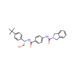 CC(C)(C)c1ccc([C@@H](CO)NC(=O)c2ccc(NC(=O)N3Cc4ccccc4C3)cc2)cc1 ZINC000167084618