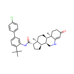 CC(C)(C)c1ccc(-c2ccc(Cl)cc2)cc1NC(=O)[C@H]1CC[C@@H]2[C@@H]3CNC4=CC(=O)CC[C@]4(C)[C@@H]3CC[C@]12C ZINC000026578745