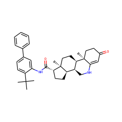 CC(C)(C)c1ccc(-c2ccccc2)cc1NC(=O)[C@H]1CC[C@@H]2[C@@H]3CNC4=CC(=O)CC[C@]4(C)[C@@H]3CC[C@]12C ZINC000026577249