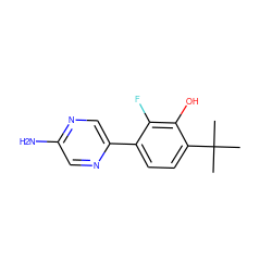 CC(C)(C)c1ccc(-c2cnc(N)cn2)c(F)c1O ZINC000212134872