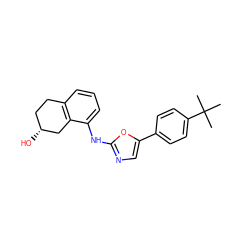 CC(C)(C)c1ccc(-c2cnc(Nc3cccc4c3C[C@H](O)CC4)o2)cc1 ZINC000053297117