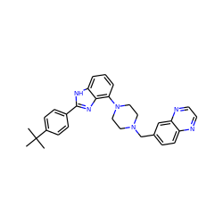 CC(C)(C)c1ccc(-c2nc3c(N4CCN(Cc5ccc6nccnc6c5)CC4)cccc3[nH]2)cc1 ZINC000035923465