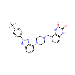 CC(C)(C)c1ccc(-c2nc3c(N4CCN(Cc5cccc6[nH]c(=O)c(=O)[nH]c56)CC4)cccc3[nH]2)cc1 ZINC000040862846