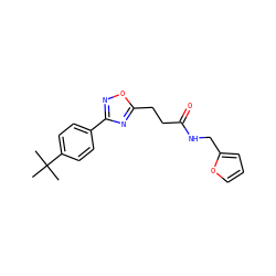 CC(C)(C)c1ccc(-c2noc(CCC(=O)NCc3ccco3)n2)cc1 ZINC000002193992