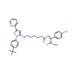 CC(C)(C)c1ccc(-n2nc(-c3ccccn3)cc2NCCCCCC(=O)N[C@H](C(N)=O)c2ccc(O)cc2)cc1 ZINC000028900478