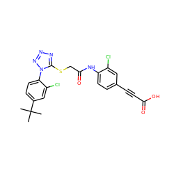 CC(C)(C)c1ccc(-n2nnnc2SCC(=O)Nc2ccc(C#CC(=O)O)cc2Cl)c(Cl)c1 ZINC000028823595