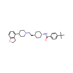 CC(C)(C)c1ccc(C(=O)N[C@H]2CC[C@H](CCN3CCC(c4cccc5c4CCO5)CC3)CC2)cc1 ZINC000261092584